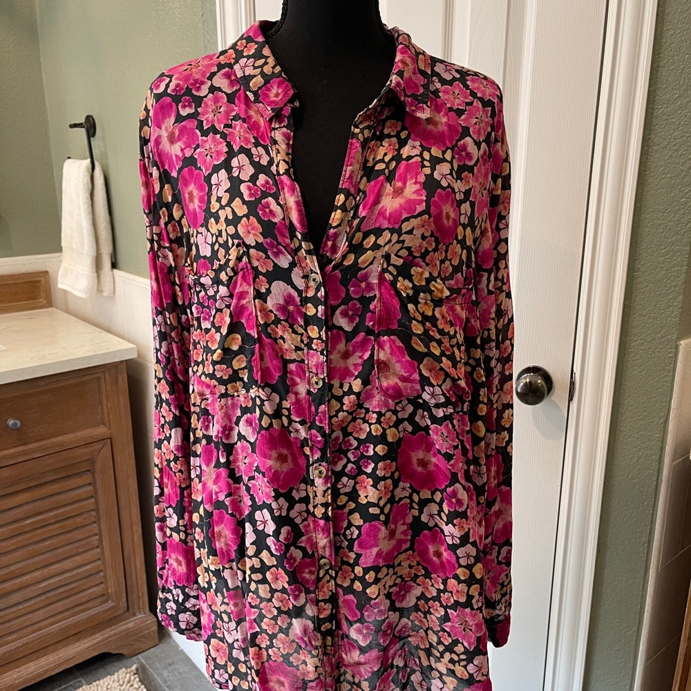 Pilcro Pink Floral Blouse